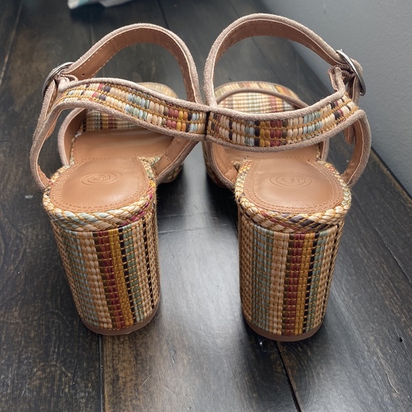 New Urban Outfitters Sienna Rattan Multi-Coloured Sandal with Block Heels - Picture 2 of 12
